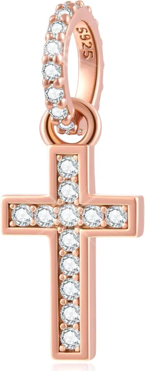 Sparkling Latin Cross Pendant Charms fits European Necklace Bracelet, 925 Sterling Silver Christian/Religious Beads, Gifts for Christmas/Easter/Mothers Day/Grandma