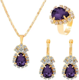 Sparkling Rhinestone Ladies Gifts Bride Silver Bridal Necklace Earrings Ring Set Crystal Wedding Jewelry Set Rhinestone Choker Necklace for Women (Set of 3)