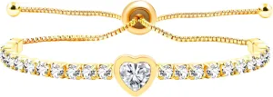 Sparkling Tennis Bracelet, Zircon Women's Bracelet Light Luxury Heart Shaped Charm Stretching Bracelet, Jewel Bracelet for Girlfriend Mom Her