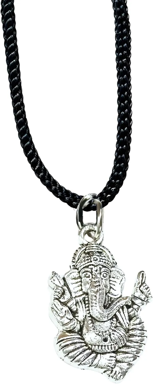 Spiritual Ganpati God Religious Temple Hindu God Jewelry Locket with Chain Pendant Necklace for Men Women