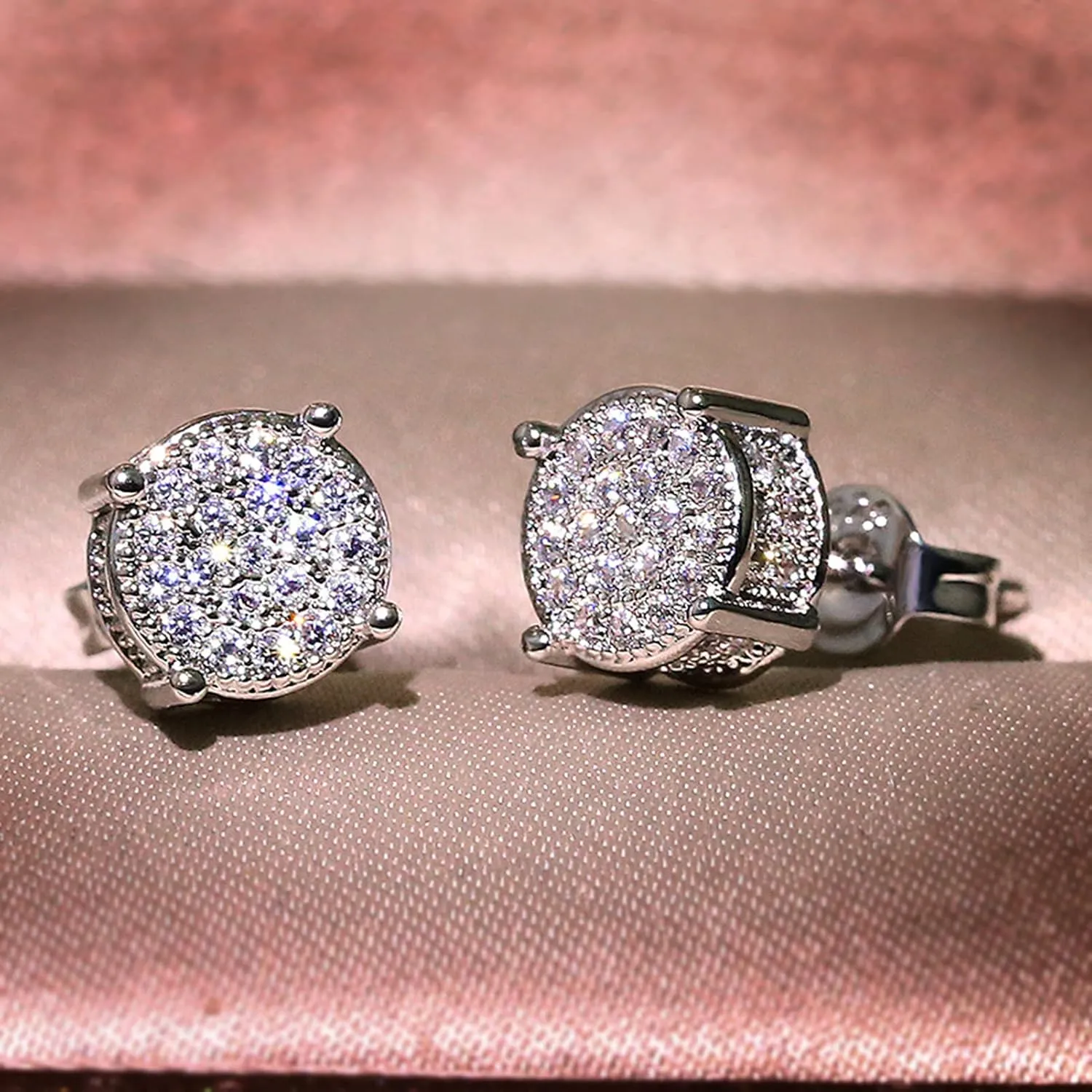 spring sale 2025, big spring sale Women Synthetic Diamond Earrings, 18K White Gold Plated Round Square Cubic Zirconia Hypoallergenic Studs Earrings amazon haul sale clearance