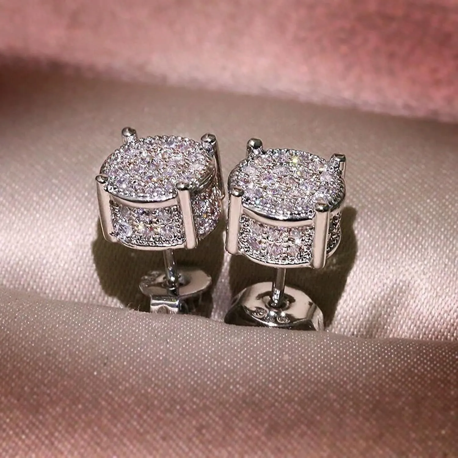 spring sale 2025, big spring sale Women Synthetic Diamond Earrings, 18K White Gold Plated Round Square Cubic Zirconia Hypoallergenic Studs Earrings amazon haul sale clearance