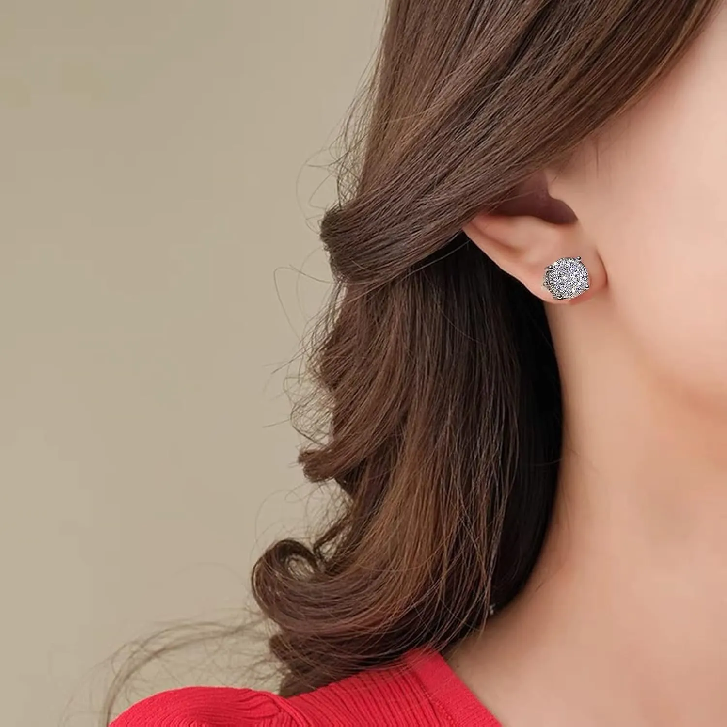 spring sale 2025, big spring sale Women Synthetic Diamond Earrings, 18K White Gold Plated Round Square Cubic Zirconia Hypoallergenic Studs Earrings amazon haul sale clearance