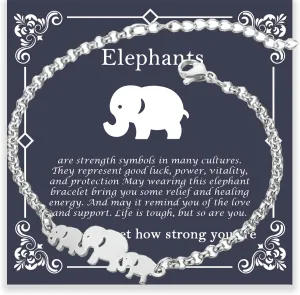 Stainless Steel Elephant Chain Link Bracelet - Motivational Gifts for Women & Mothers Day