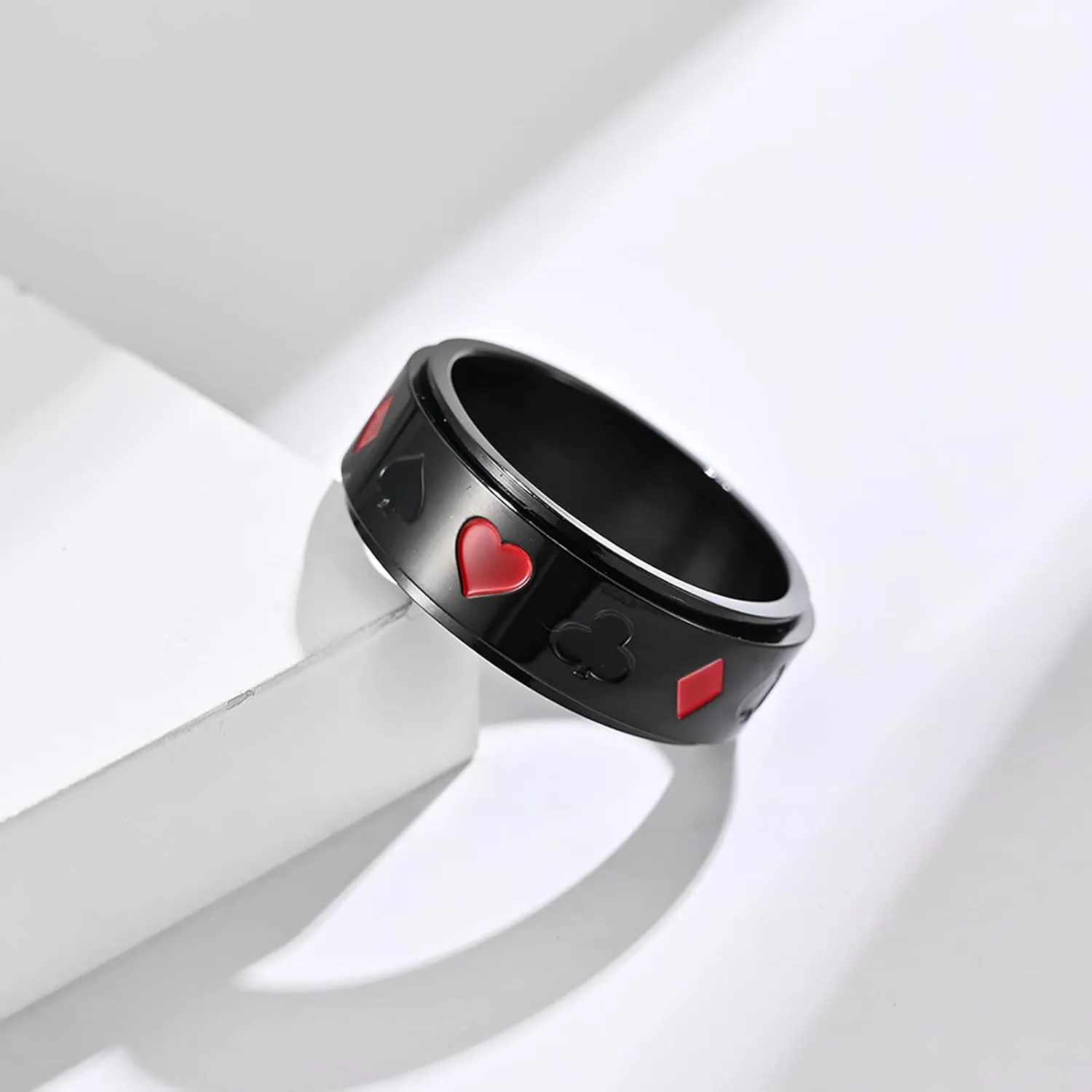 Stainless Steel Ring Of Men Heart A Ring Spade A Ring Titanium Steel Ring Men's Lucky Poker ACE Ring Couple Ring Jewelry