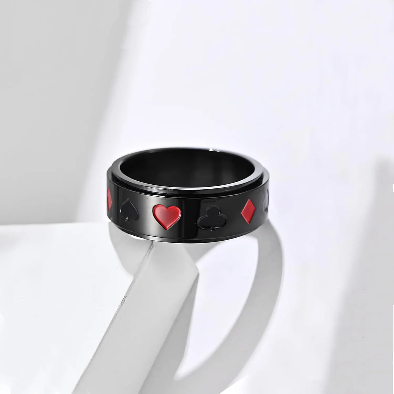 Stainless Steel Ring Of Men Heart A Ring Spade A Ring Titanium Steel Ring Men's Lucky Poker ACE Ring Couple Ring Jewelry