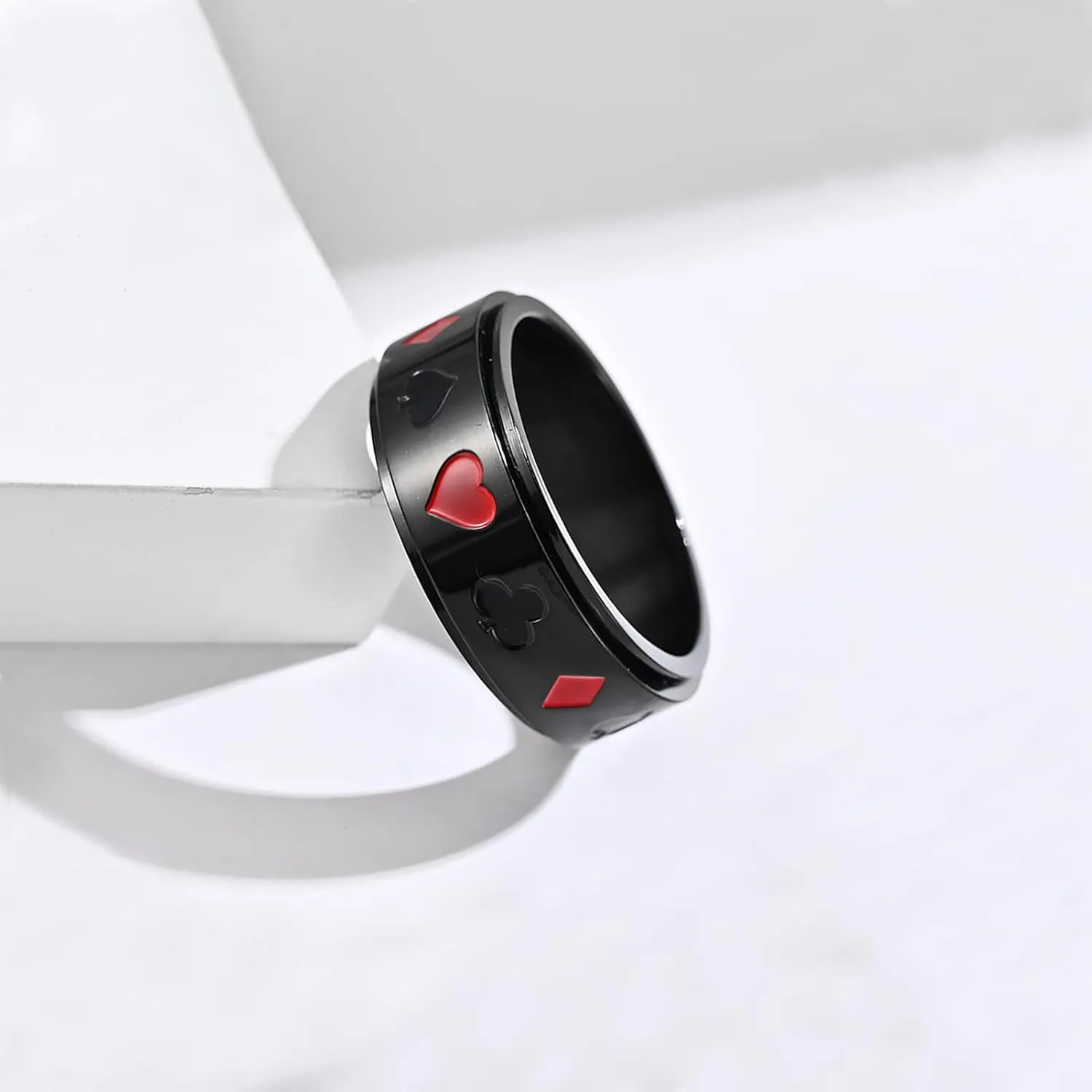 Stainless Steel Ring Of Men Heart A Ring Spade A Ring Titanium Steel Ring Men's Lucky Poker ACE Ring Couple Ring Jewelry