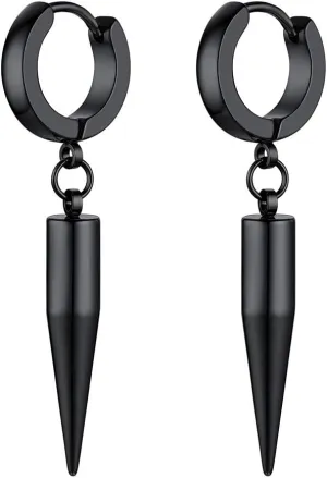 Stainless Steel Spike Drop Earrings Men Women Cool Earings Punk Rock Spiked Dangle Earrings Fashion Jewelry, Come Box