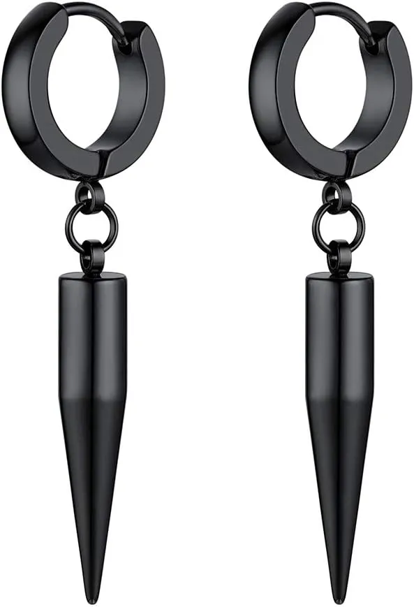 Stainless Steel Spike Drop Earrings Men Women Cool Earings Punk Rock Spiked Dangle Earrings Fashion Jewelry, Come Box