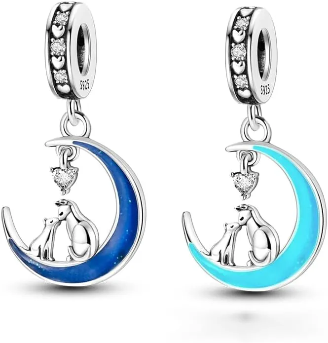 Star Moon Sun Charms Fit Bracelets 925 Silver Zircon Sparkling Starry Sky Beads Glow in the dark Charm Jewelry SSS-1401