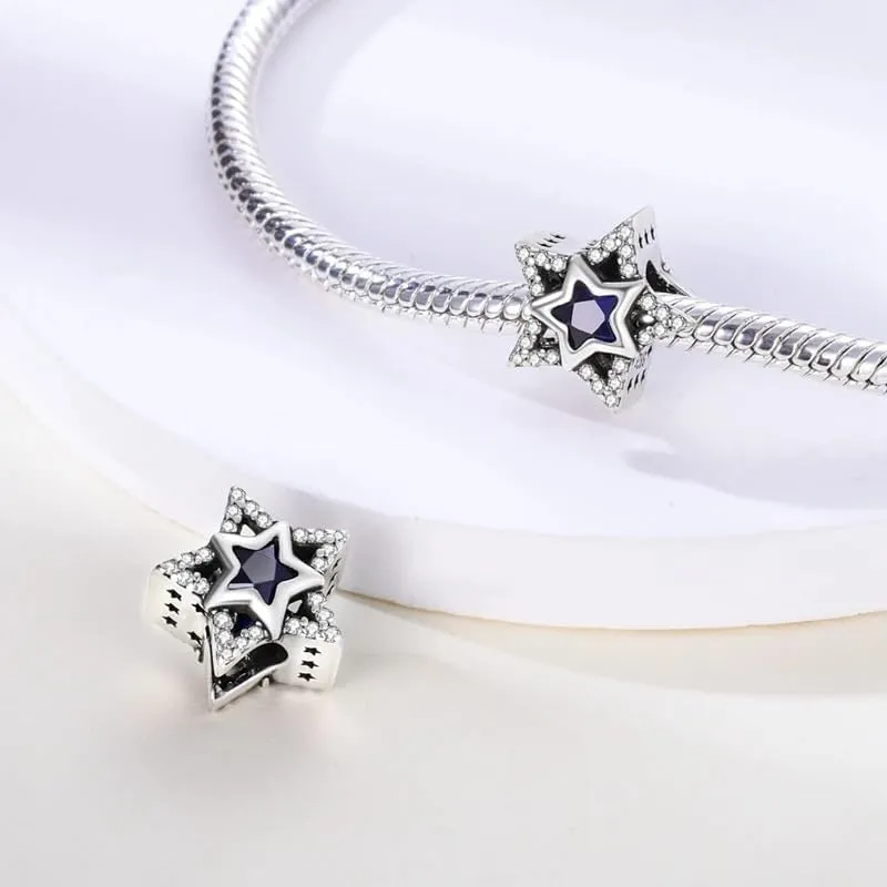 Star Moon Sun Charms Fit Bracelets 925 Silver Zircon Sparkling Starry Sky Beads Glow in the dark Charm Jewelry SSS-1401