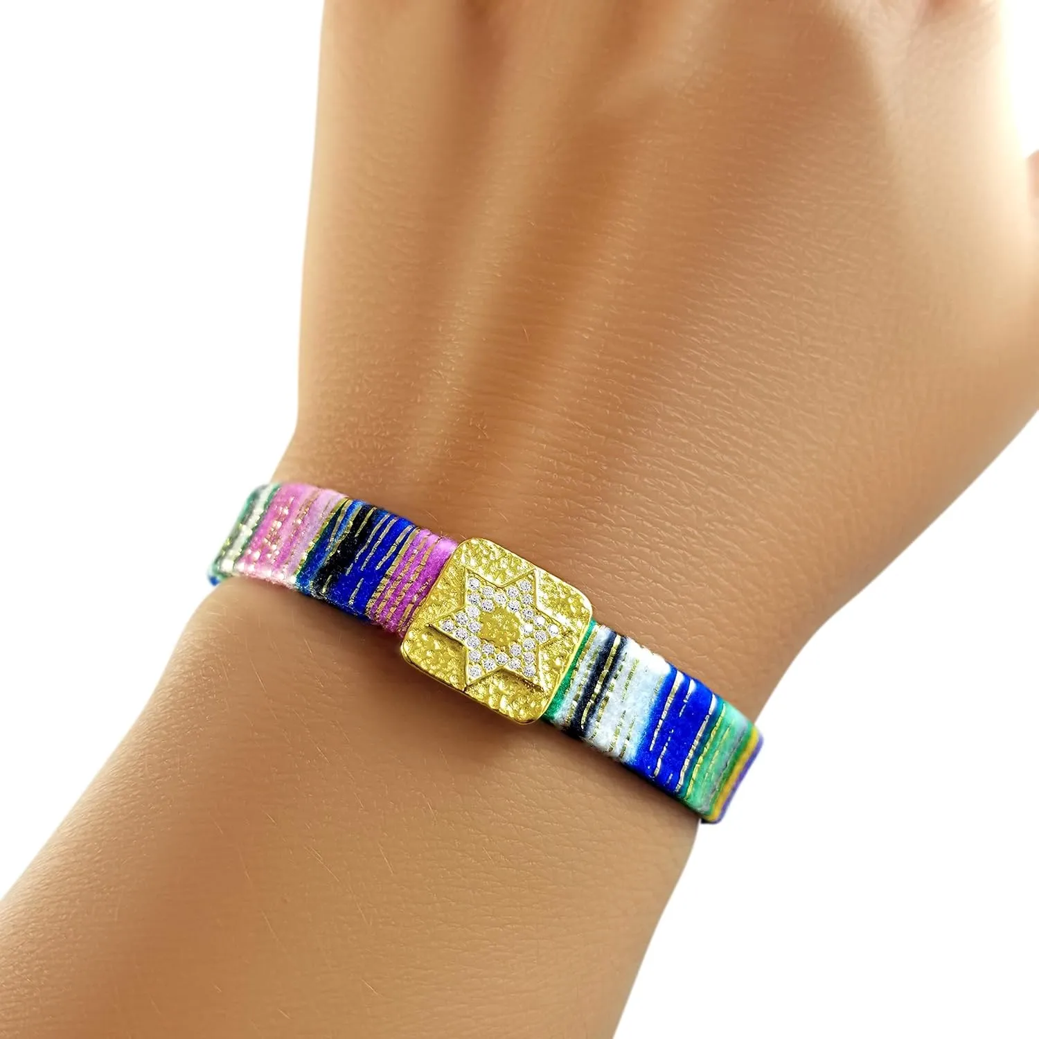 Star of David Friendship Bracelet - 14k Gold Plated Charm, Handcrafted with Adjustable Knot