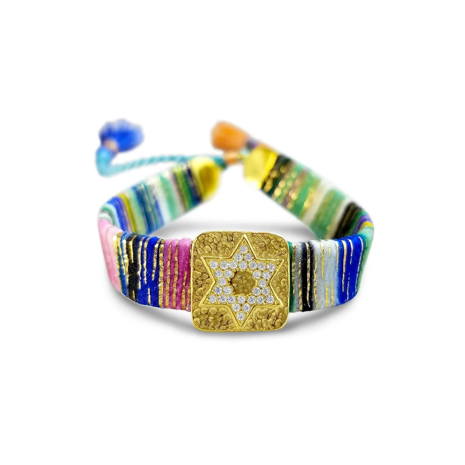 Star of David Friendship Bracelet - 14k Gold Plated Charm, Handcrafted with Adjustable Knot