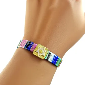 Star of David Friendship Bracelet - 14k Gold Plated Charm, Handcrafted with Adjustable Knot