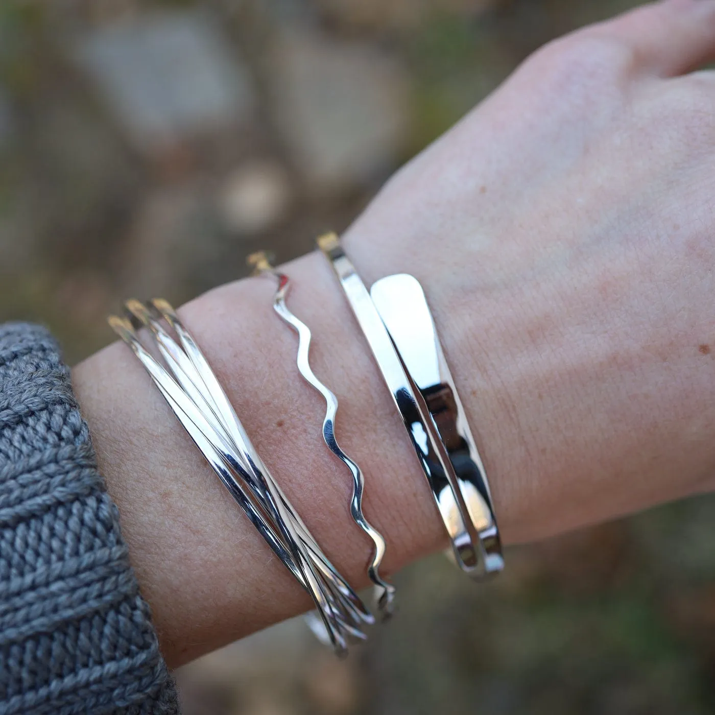 Sterling Silver 5 Wire Bangle Bracelet