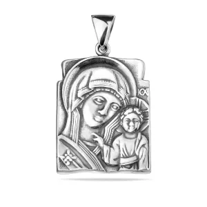 Sterling Silver 925 Mother Mary with Child Jesus Pendant Necklace