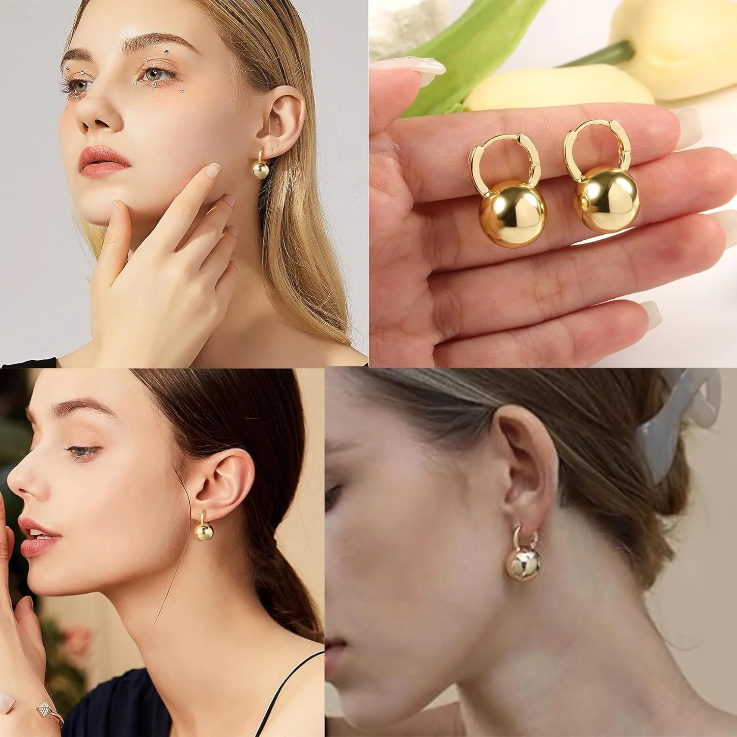 Sterling Silver Drop Ball Earrings for Women Girls Leverback Dangle Drop Earrings Fashion Hypoallergenic Jewelry