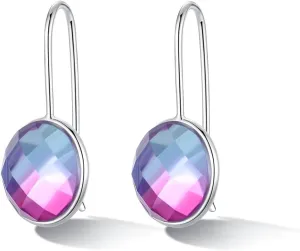 Sterling Silver Drop Dangle Earrings for Women with Austrian Crystal and Natural Gemstone Madeira Citrine Amethys Blue Topaz Turquoise - Bling Dangling Jewellery
