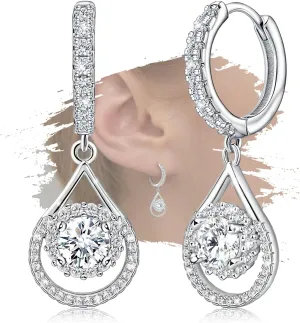 Sterling Silver Earrings for Women Dangle Hoop Charms Hypoallergenic Fashion Drop Jewelry Birthday Gift