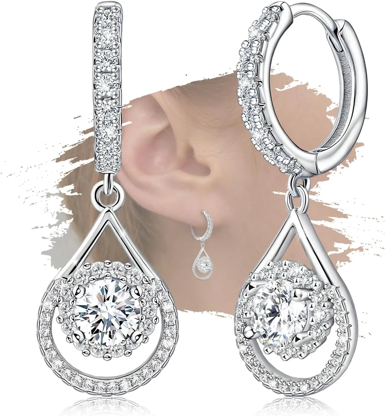 Sterling Silver Earrings for Women Dangle Hoop Charms Hypoallergenic Fashion Drop Jewelry Birthday Gift