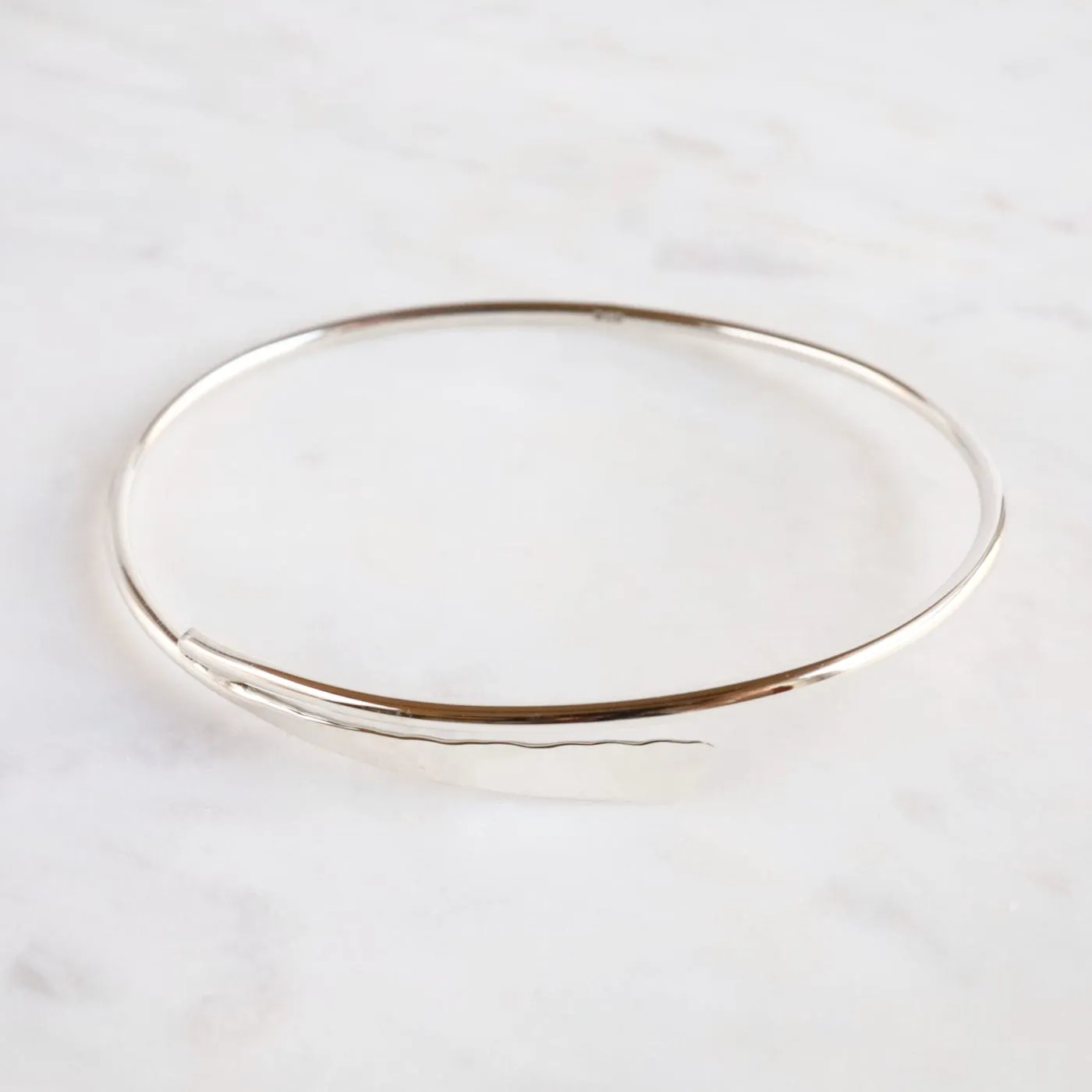 Sterling Silver Hammered Paddle By-pass Bracelet