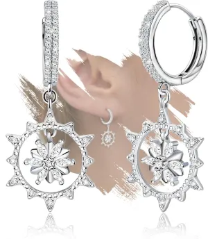 Sterling Silver Hoop Earrings Charms Hypoallergenic Fashion Dainty Huggie Hoop Jewelry with Cubic Zirconia Birthday Gift for Women
