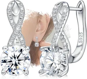 Sterling Silver Infinity Earrings Dangle Huggie Hoop Charms Cubic Zirconia Hypoallergenic Fashion Cartilage Jewelry Dainty Birthday Gift for Women