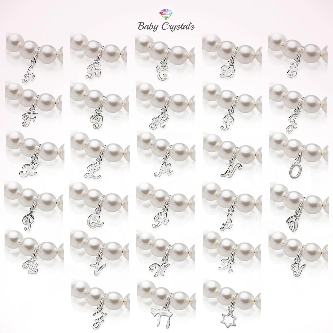 Sterling Silver Initial Charm Personalized Birthstone Bracelets for Girls, Baby Girl, Birthday Gifts for, Newborn, infant, Toddler, Teen, Pearl Bracelet, Birthstone Jewelry Crystals