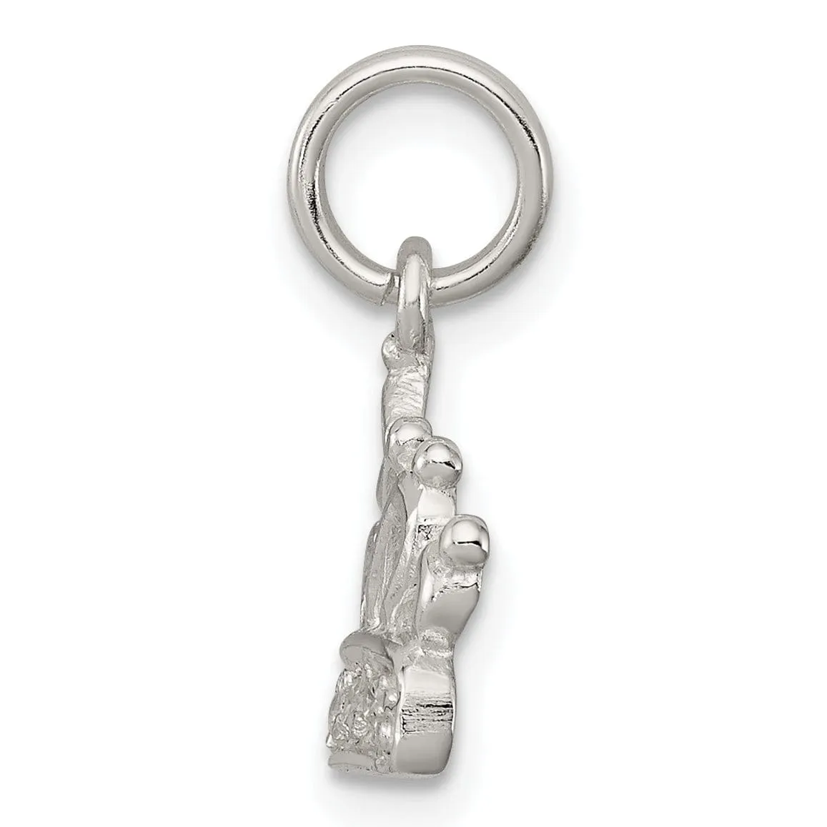 Sterling Silver Polished Finish C.Z Crown Charm