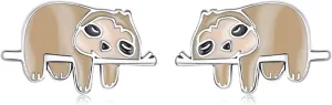 Sterling Silver Sloth Earrings - Sloth Gift for Women