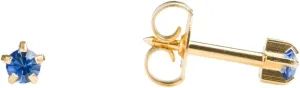 Studex 24K Gold-Plated Sapphire Stud Earrings - September Birthstone | 3mm 5-Prong Design | Hypoallergenic and Nickel Safe for Sensitive Ears | High Fashion Earrings for Women