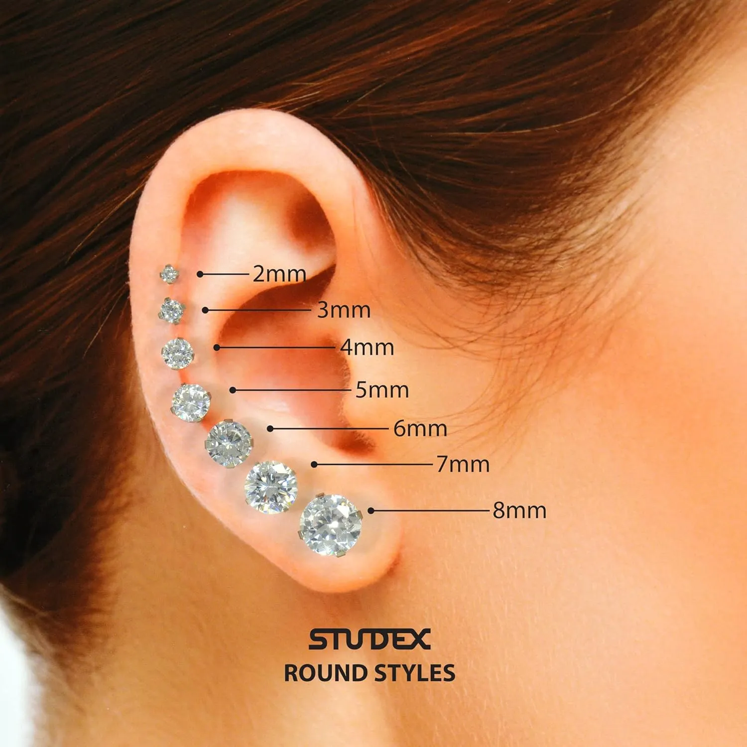 STUDEX Sensitive Cubic Zirconia Stud Earrings | Hypoallergenic and Nickel Safe for Sensitive Ears | High Fashion Earrings for Women and Men