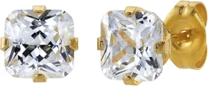 STUDEX Sensitive Princess Cut Cubic Zirconia Stud Earrings | Hypoallergenic and Nickel Safe for Sensitive Ears | High Fashion Earrings for Women and Men