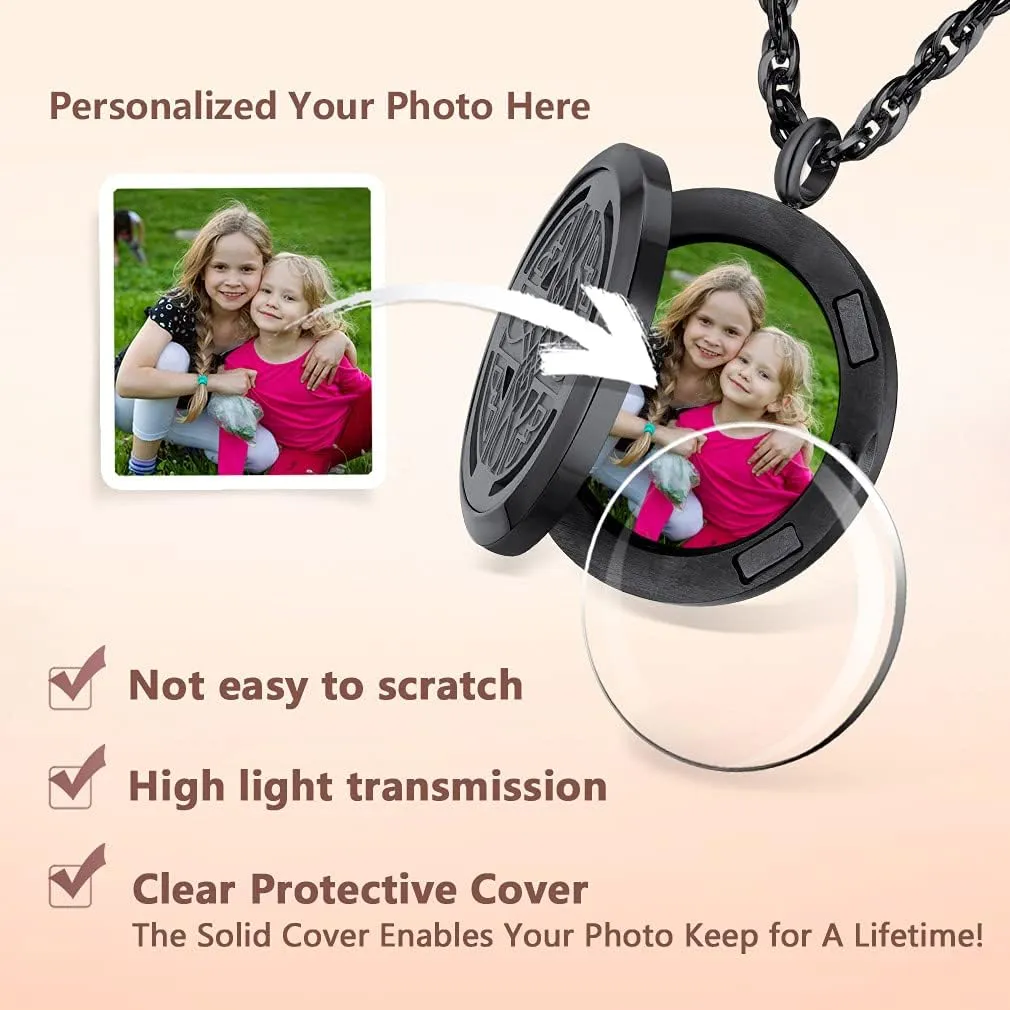 Supcare Locket Necklace That Holds Pictures-Engraved Photo Pendant Custom Jewellery Gifts for Men Women (with Jewellery Gift Box)