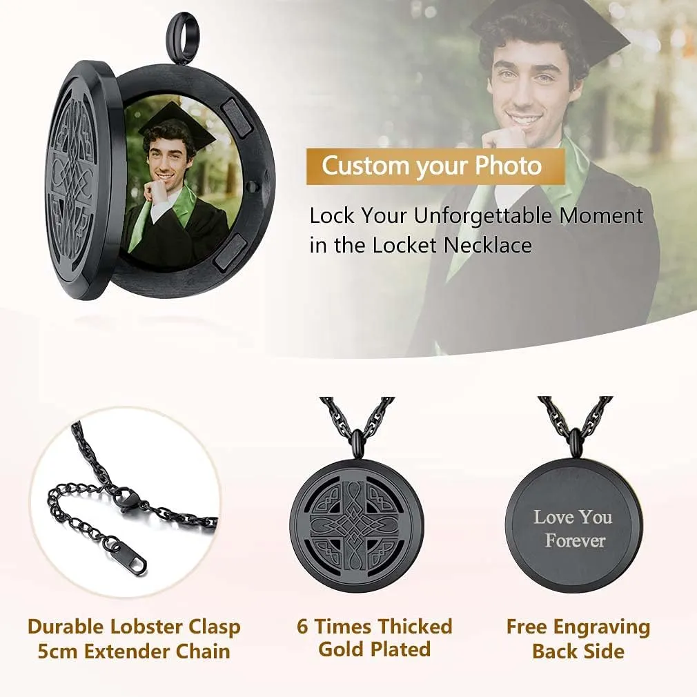 Supcare Locket Necklace That Holds Pictures-Engraved Photo Pendant Custom Jewellery Gifts for Men Women (with Jewellery Gift Box)