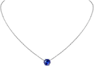 Suplight 925 Sterling Silver 6 Prong Birthstone Necklace/Stud Earrings, Dainty Small Crystal Jewelry for Women (with Gift Box)