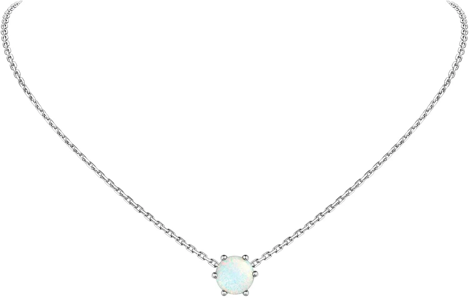 Suplight 925 Sterling Silver 6 Prong Birthstone Necklace/Stud Earrings, Dainty Small Crystal Jewelry for Women (with Gift Box)