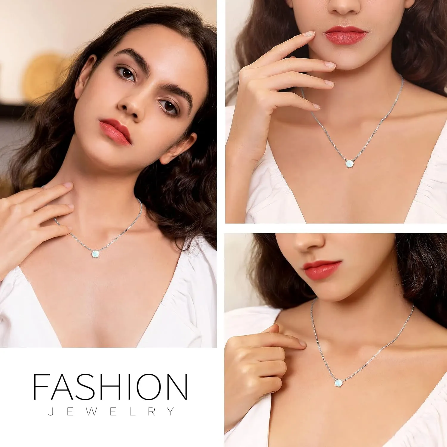 Suplight 925 Sterling Silver 6 Prong Birthstone Necklace/Stud Earrings, Dainty Small Crystal Jewelry for Women (with Gift Box)
