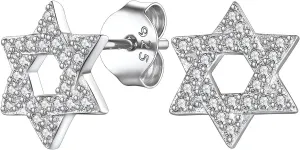 Suplight Star of Daivd Earrings, 925 Sterling Silver/Black Plated Cubic Zirconia Six-Pointed Star Stud Earrings for Men Women (with Gift Box)