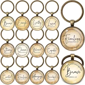 Sureio 24 Pcs Christian Keychain Bulk Bible Verse Religious Keychain Scripture Quote Inspirational Faith Spiritual Church Prayer Gift for Men Women Teacher Nurse Father Day Holy Week Sunday Supplies