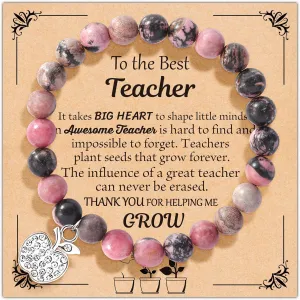 Teacher Appreciation Gifts for Women, Teacher Gifts Natural Stone Bracelet with Message Card for Appreciation Week Christmas Valentines from Student