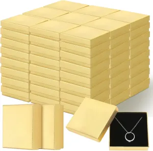 Tenceur 100 Pcs Jewelry Gift Boxes Bulk Kraft Jewelry Cardboard Boxes for Necklace Earring Bracelet Storage Package Display