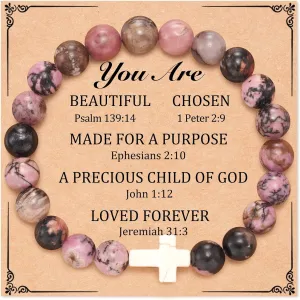 tenghong2021 Inspirational Christian Gifts for Women Teen Girls Birthday Gifts for Religious Cross Bracelet for Daughter Mom Friend Bible Verse Confirmation Baptism Faith Gifts