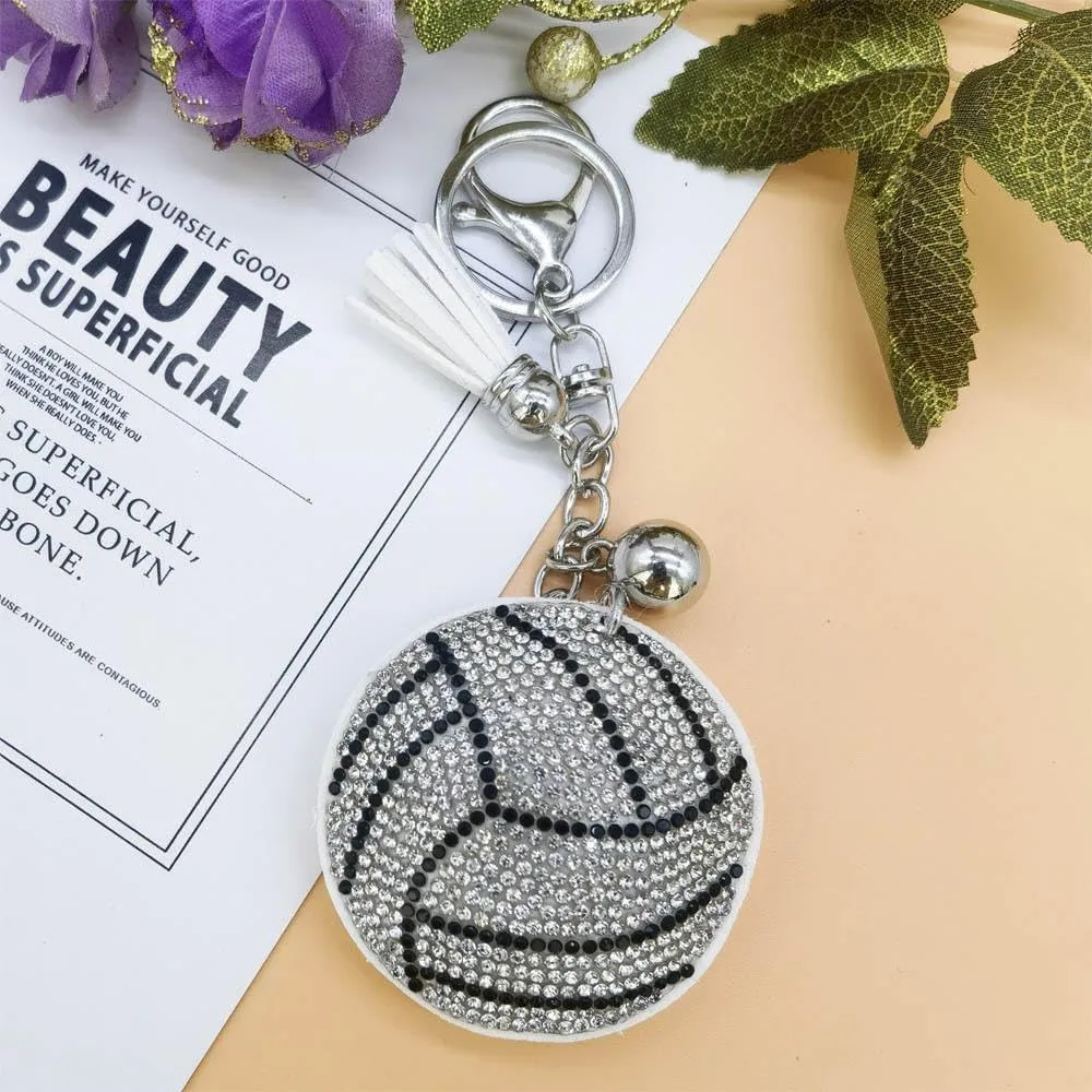 tenghong2021 Rhinestone Sparkling Baseball Keychain Ball Key Ring Women Man Teens Purse Car Sports Accessories Gift Deco