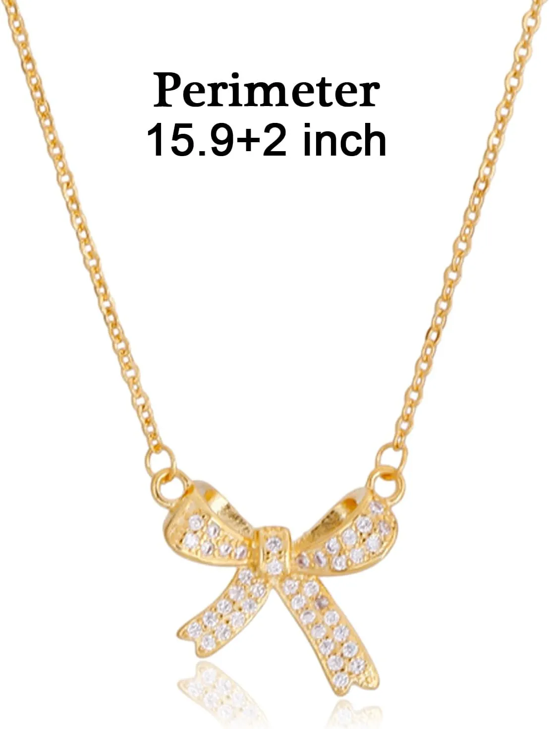 TESTRYE 18K Gold Bow Necklace,Dainty Bow Pendent Choker Necklace Bowknot Bow Tie Necklace for Women