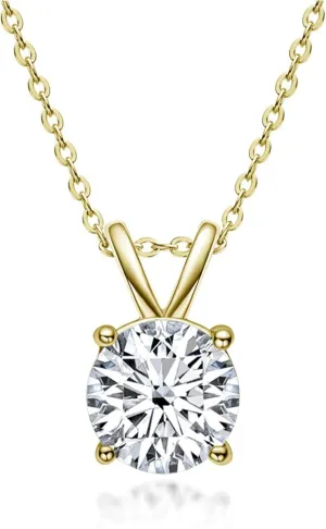 The Diamond Channel NATURAL Diamond 4-Prong Pendant Necklace with 16 2 Extender - 14K Gold Diamond Pendant - Fine Jewelry for Women