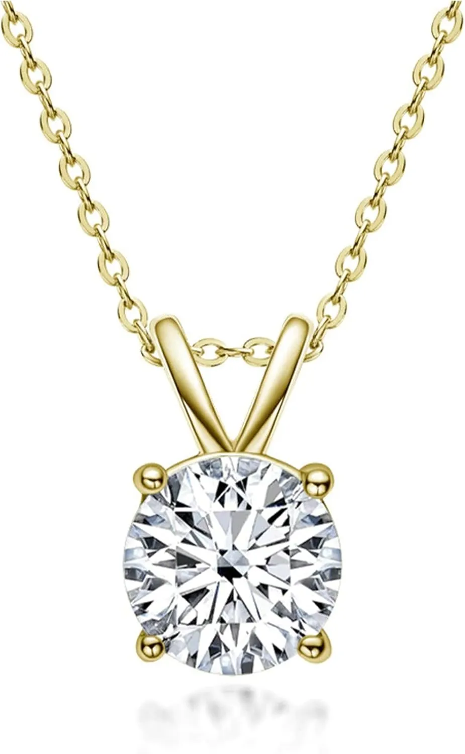 The Diamond Channel NATURAL Diamond 4-Prong Pendant Necklace with 16 2 Extender - 14K Gold Diamond Pendant - Fine Jewelry for Women