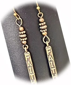 The New Bronze Faith Dangle Earrings Love Believe Ideal for Creating Unique Accessories and Decorations KATE1O01705