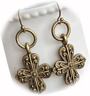 The New Bronze Tone Cross Dangle Earrings Faith Love Ideal for Creating Unique Accessories and Decorations KATE1O01623