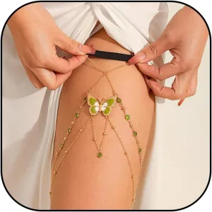 Thigh Chain Jewelry for Women Boho Leg Chain Crystal Heart Snake Butterfly Thigh Chain Sparkling Rhinestone Body Chain Jewelry Leg Garter Harness Accessories